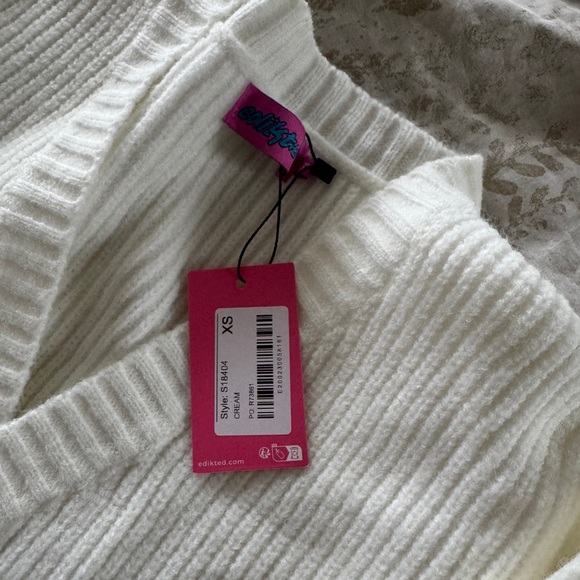 Edikted Cream Ribbed Cardigan - Picture 2 of 4